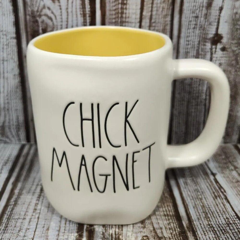 Rae Dunn Easter “CHICK MAGNET” Mug With Yellow Inside By Magenta NWT